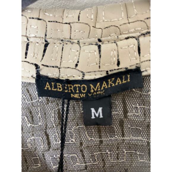 NWT ALBERTO MAKALI TOP SNAKE SKIN EMBOSSED BLOUSE SHIRT BUTTON UP TEXTURED MESH - Picture 5 of 16